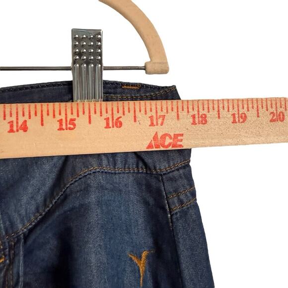 Vintage Y2 Bianchi Sz12 Denim Maki Skirt Boho Western Flowy Flared Spring Summer - Picture 13 of 13